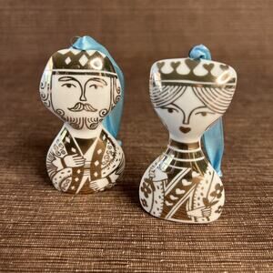 Jonathan Adler King & Queen Ornament Set – White Bisque Porcelain Christmas Deco